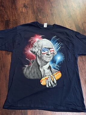 Fruit of the Loom Navy Graphic Tee with Patriotic George Washington Print